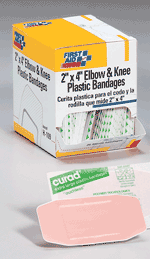 2"x4" Curad® Elbow & Knee plastic bandage - 25 per box 